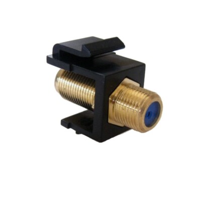 F-type Black Keystone Insert Module Jack Coax Cable Female Connector Gold