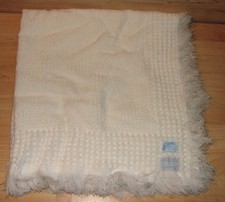 All Mine Baby Blanket White Acrylic Bears Letters Made in Japan 34x32 Fringe