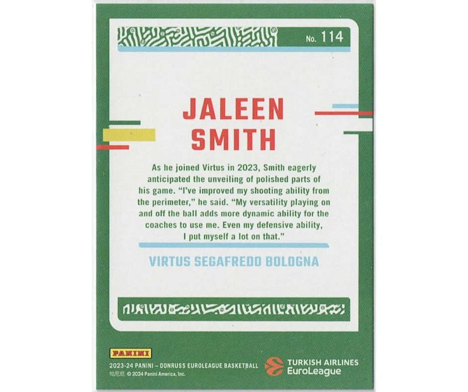 2023-24 Panini Donruss Euroleague Silver Laser 70/149 #114 Jaleen Smith - Image 2 of 3