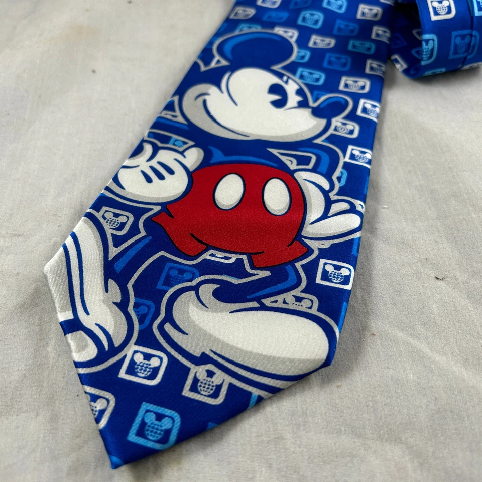 CORBATA PARA HOMBRE MICKEY MOUSE WALT DISNEY PARKS AUTÉNTICA ORIGINAL EPCOT SEDA AZUL Foto 2 de 4