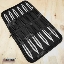 12PC SET Ninja Survival Hunting Knives Set With Black Storage Case Fixed Blade