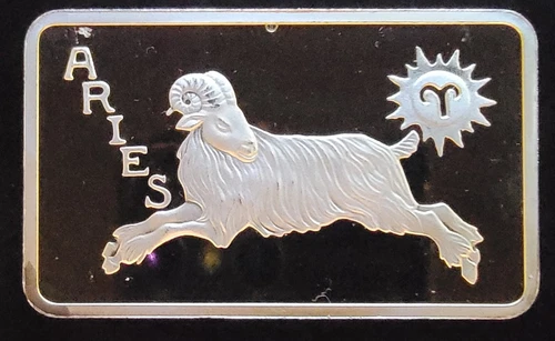 1974 Aries Ram Mount Everest Mint Zodiac Bullion-999 Silver 1 Ounce Oz Art Bar