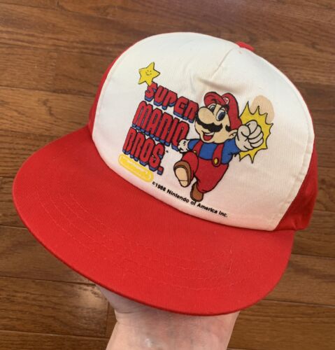 Vintage 1988 Super Mario Bros Nintendo Licensed Hat Snap Back Cap Clean Unworn - Picture 1 of 9