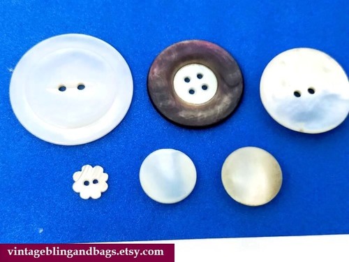 6 10-37mm vintage mother of pearl buttons, shell buttons, mother of pearl button - Foto 6 di 9