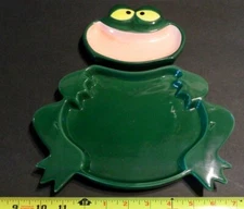 Ceramic Frog Appetizer Plate PotterGlazed Dip Serving Dish Chip Bar Bowl
