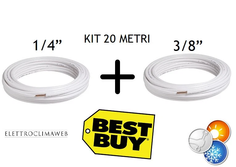 Kit Tubi Rame Cartellati 5 Mt.-1/4"-3/8"+cavi Elettrici+condensa - Foto 12