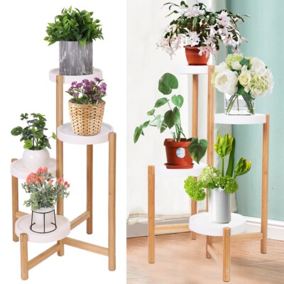 Blumenständer Blumentreppe Pflanzregal aus Holz für Innen Balkon Deko Größe: S/L