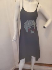 Womens Beautiful Rhinestone Summer Dress, Black, Large