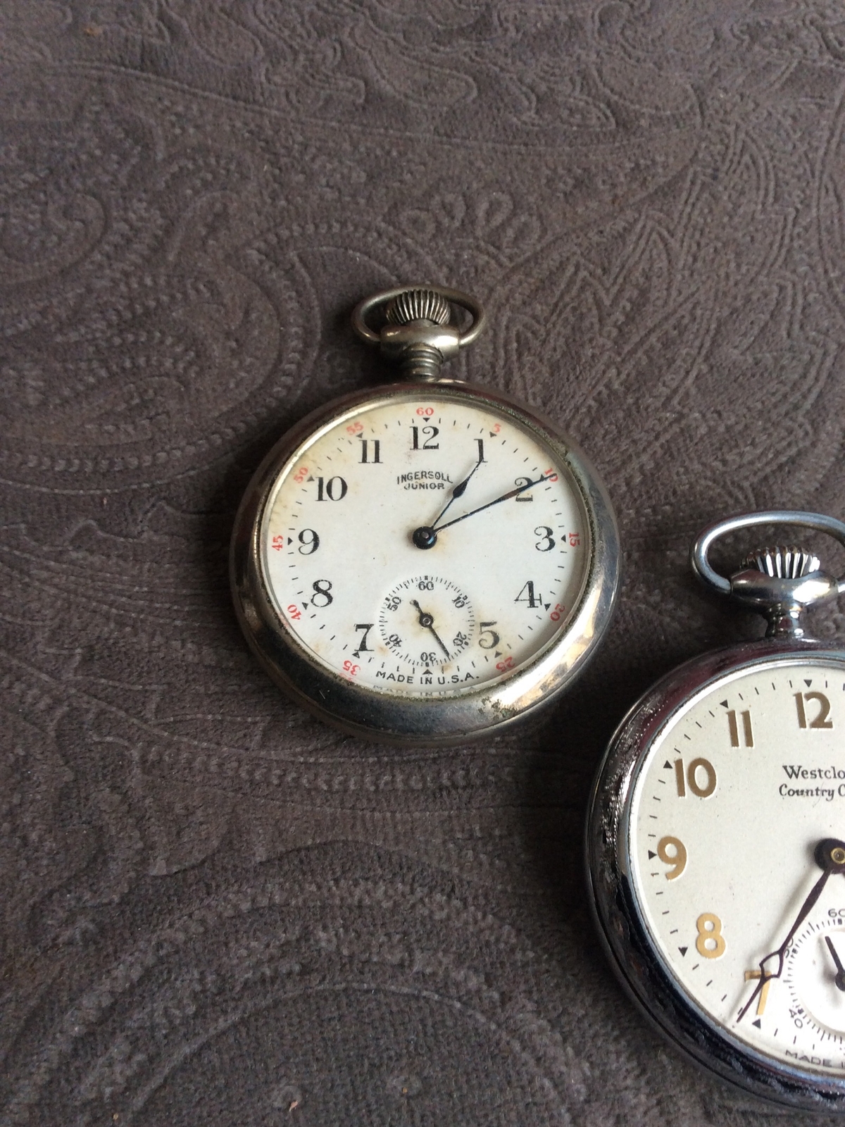 2 Vintage Pocket Watches Westclox Country Club & Ingersoll Junior Non