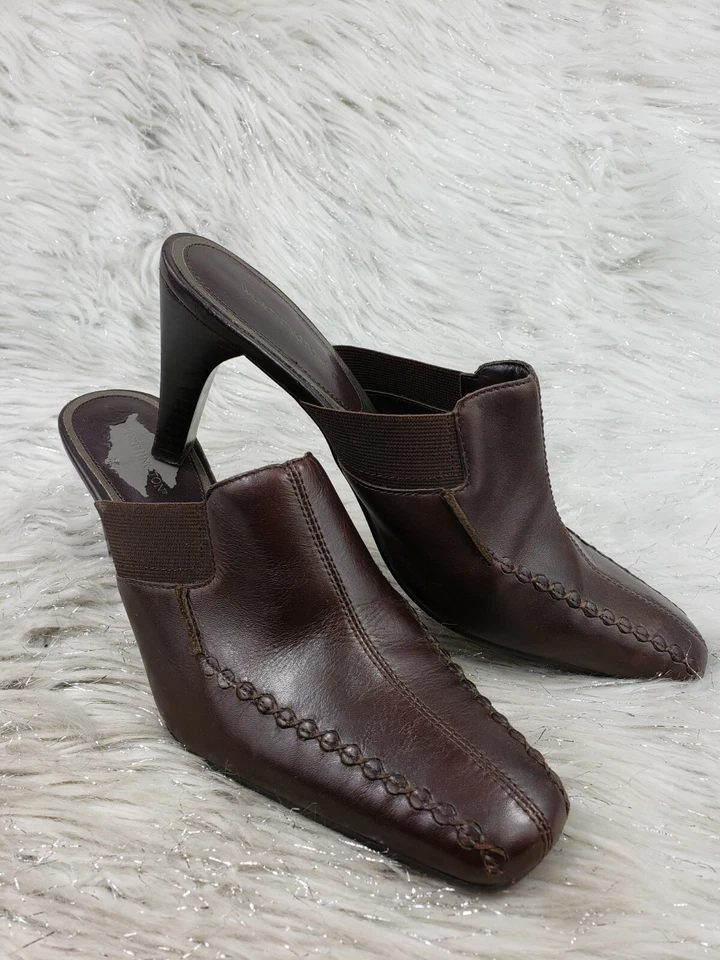 Sandalias WORTHINGTON 19963-8 Cuero Marrón Tacón Deslizable Talla 7 M Foto 3 de 4