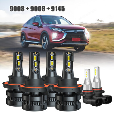 For Mitsubishi Eclipse 2009-2012 LED Headlight Hi-Lo Beam + Fog Light White Bulb