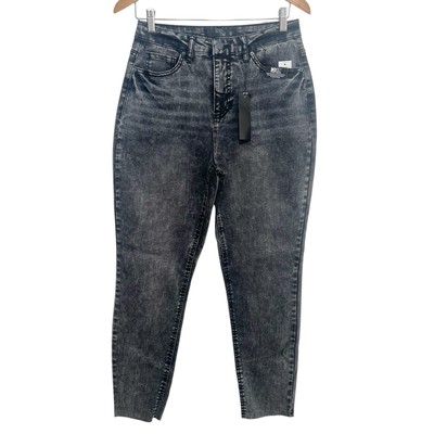 Stitch Star Women s 10 High Rise Crop Mom Jeans Raw Hem Faded Black