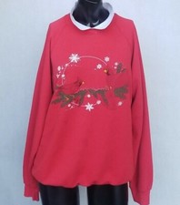 VTG 1988 Hanes Christmas Winter Red Cardinals Collared Sweatshirt L MADE USA