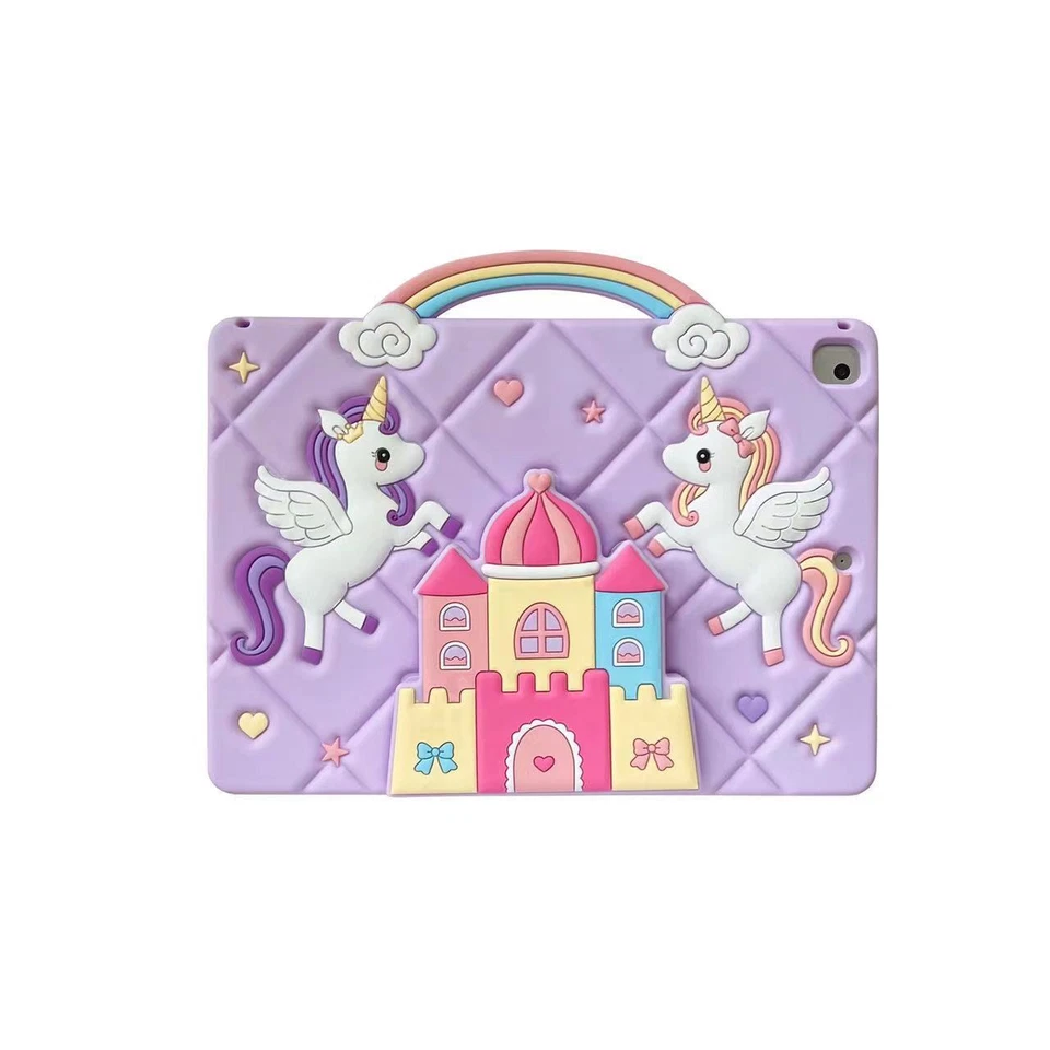 Unicorns Silicone Pad Case For iPad 7/8/9/10th Air4 10.2 10.9 With Castle Holder - Image 2 of 4