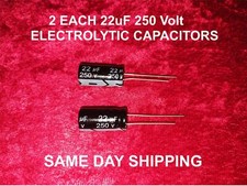 2 EACH 22uF 250 VOLT RADIAL ELECTROLYTIC CAPACITOR SAME DAY SHIPPING