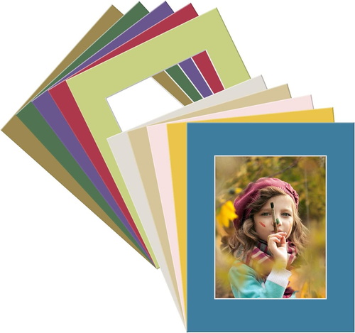 , Pack of 10, Acid-Free Mixed Colors Pre-Cut 16X20 Picture Mat for 11X14 Photo w