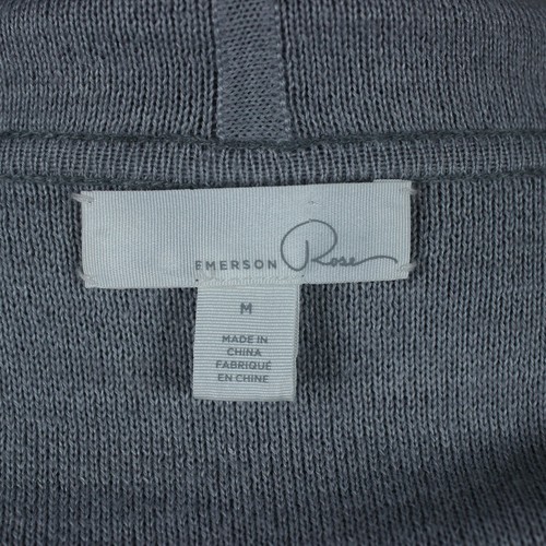 Emerson Rose Open Front Duster Cardigan Medium Gray Contrast Merino Wool Blend - Picture 5 of 6