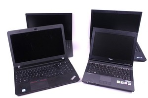 4 tlg. Defekte Laptop Fujitsu Lenovo Dell Intel i5 Centrino ohne Akku RAM HDD
