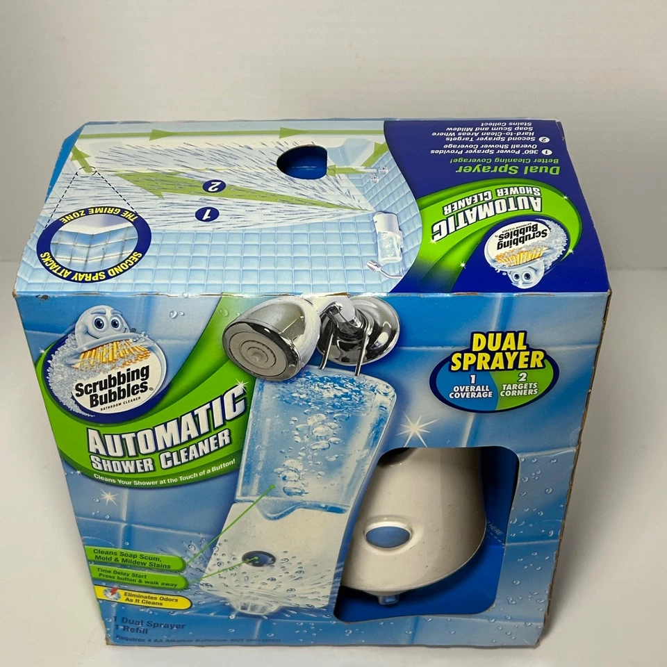 Scrubbing Bubbles Automatic Shower Cleaner Sealed One Button Dual Spray NEW - Image 3 of 4
