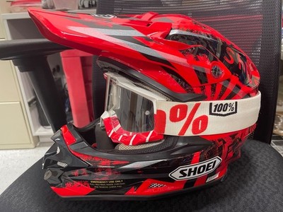 Shoei VFX-W VFXW Red and Black Helmet Size Large with 100% Percent Goggles Japan