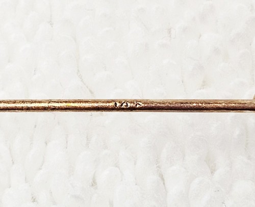 Prendedor de sombrero vintage de oro 14K filigrana verde estrás palo Art Deco femenino - Imagen 5 de 5