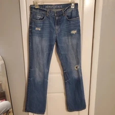 Aéropostale Men's Ripped Bootcut Denim Blue Jeans Size 32/32