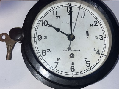 #ad #ad M Low US Government Ships Clock White Face With Key Vintage. As is or for parts $299.00