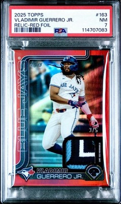 2025 Topps Real One Relics Red Foil #163 Vladimir Guerrero Jr. POP 1 PSA 7 /5