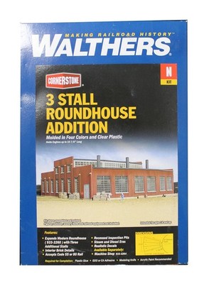 Walthers 'N' Gauge 933-3261 3 Stall Roundhouse Addition Model Kit