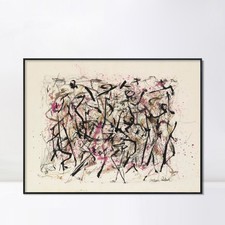 Framed Canvas Giclee Print Art Untitled 6 by Jackson Pollock Abstract Wall Art