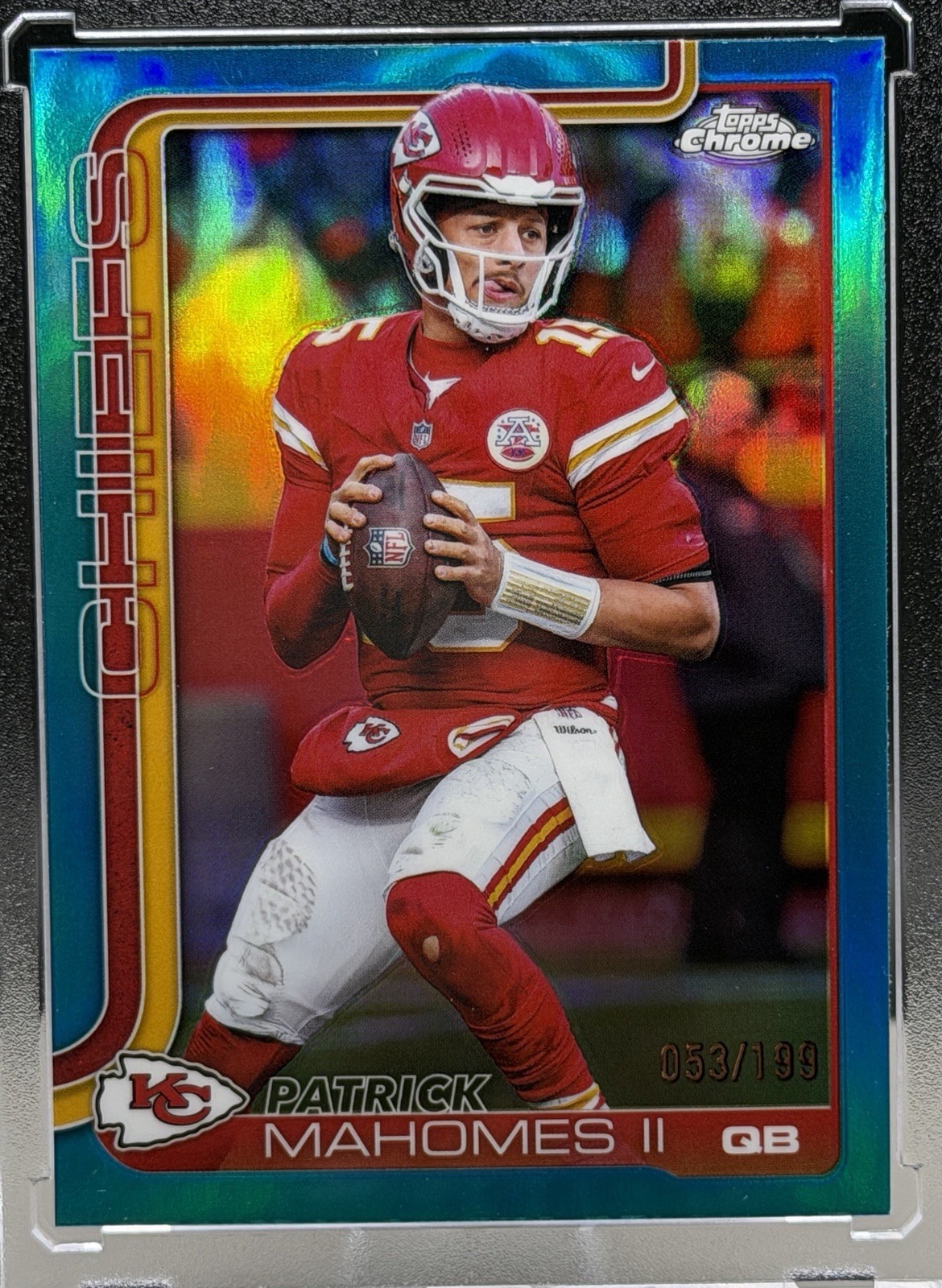 2025 Topps Chrome Football Patrick Mahomes Aqua Refractor  /199 #148 Chiefs