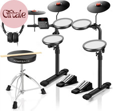 MK-0 Electric Drum Set with 7'' Quiet Mesh Drum Pads, 8'' Full Rubber Cymbals, 1