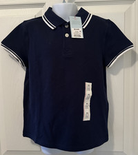 NWT Boys size XS 4/5 Cat  Jack Navy Blue Short Sleeve Pique Polo Shirt Uniform