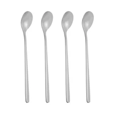 4 x Long Handle Iced Tea Spoon 6" Stainless Steel Long Spoons Silver Tone