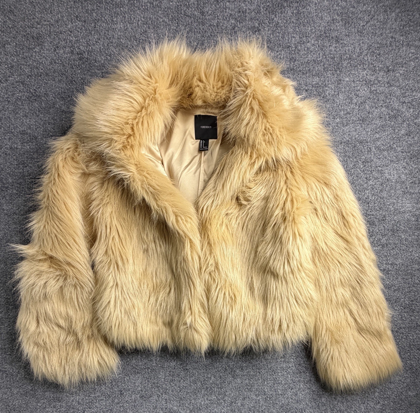 Forever 21 Brown Faux Fur Cropped Jacket Women’s Small