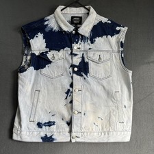 Giacca denim indaco sbiancato Wesc Trucker uomo M donna L gilet svedese vestibilità boxy