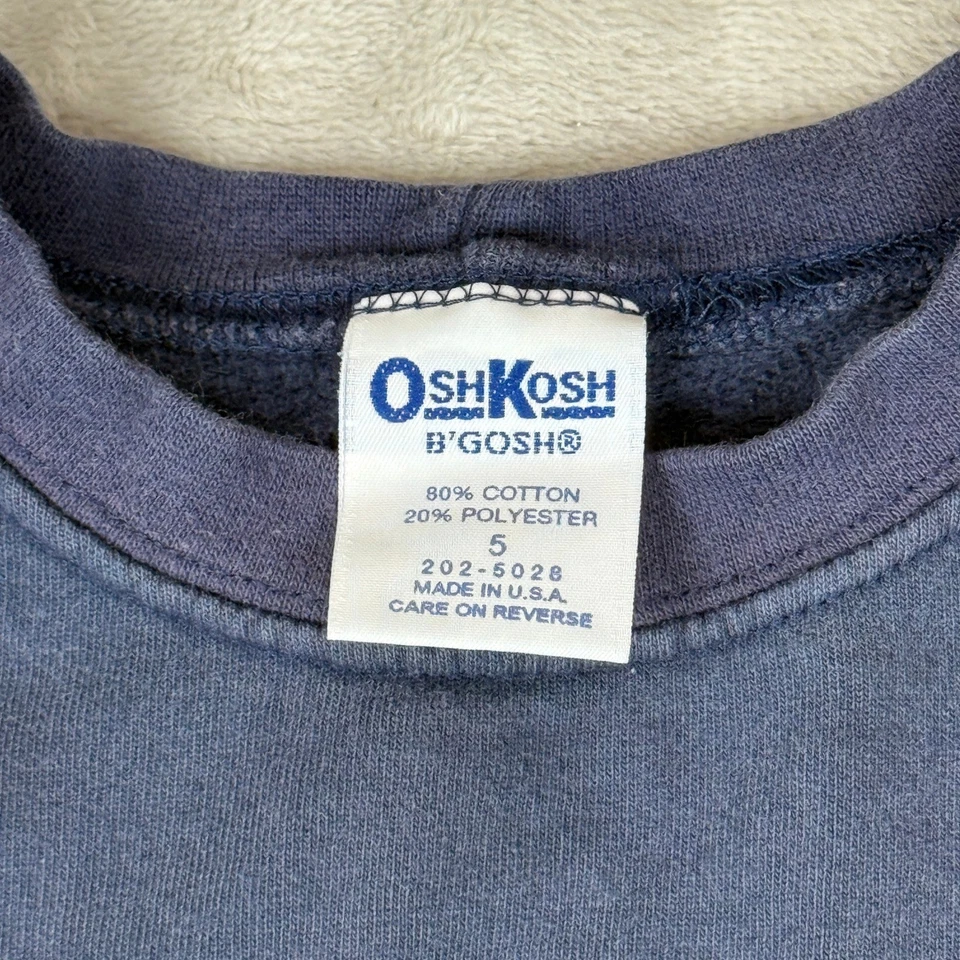 Винтажная толстовка OshKosh B'Gosh детский размер 5 темно-синий вышитый логотип сделано в США - Изображение 2 из 4