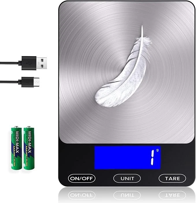 Digital Food Scale -33lb Scale for Food Rechargeable 304 Stainless Steel