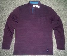 NWT Men's jOHNNIE-O Hangin' Out Long Sleeve Polo S HEATHER BLUE Striped w/Logo