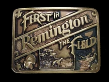 TH07133 VINTAGE 1989 **REMINGTON FIRST IN THE FIELD** GUN & FIREARM BELT BUCKLE
