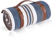 Striped Picnic Blankets 80” x 80” Extra Large Waterproof and Foldable Beach 