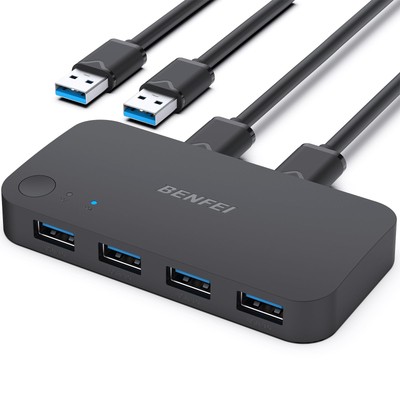 BENFEI USB 3.0 KVM Switch 2 Computer teilen 4 USB für PC Maus Tastatur Drucker