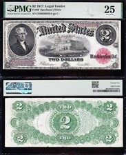 VERY NICE Bold & Crisp VF+ 1917 $2 BRACELET US Legal Tender Note! PMG 25! 39859