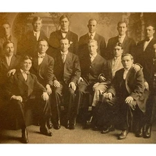 Antique RPPC Postcard 1900s Ephemera Large Group Portrait Black White Unused SEE
