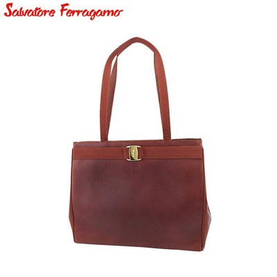 バッグ Ferragamo Vara Ribbon Leather Tote Bag Salvatore Ferragamo Vara Ribbon Brown Leather Tote Shoulder Bag