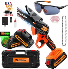 Mini Chainsaw 6 Inch Cordless, Super Handheld Chainsaw with 2X Big Batteries, El