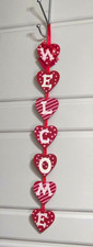 Red Wooden Welcome Valentine Hanging Decor - Wall or Door