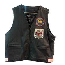 ECV Vintage E Clampus Vitus Leather Jacket Vest Large L Patches Badges