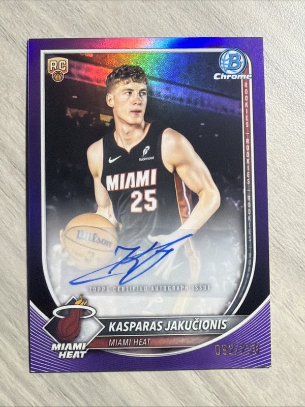 2025-26 Bowman Kasparas Jakucionis Chrome Rookie Auto Purple Refractor /250