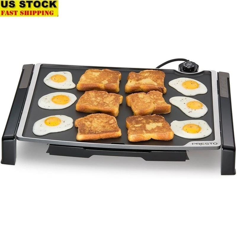 Electric Griddle Nonstick Adjustable Tilt Large Cooking Surface Easy Cleanup New